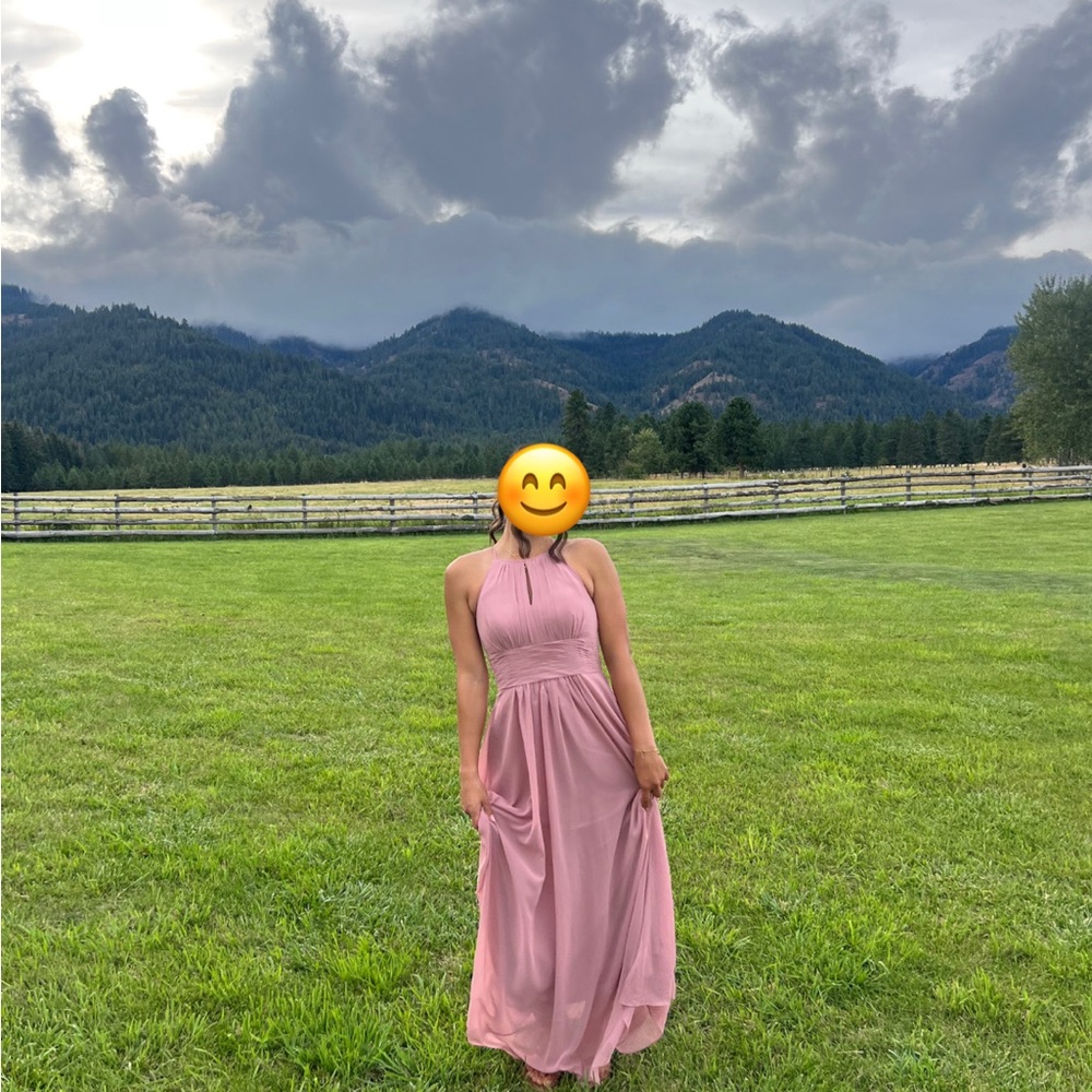Azazie Elegant Pink Halter Maxi Dress
